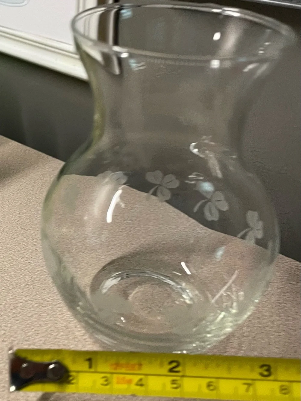 Clear Glass Vase with Shamrock ☘️ Design